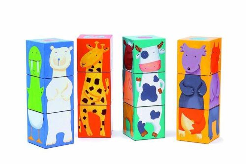 Vidám állatos kockák - puzzle - 12 colour animals cubes