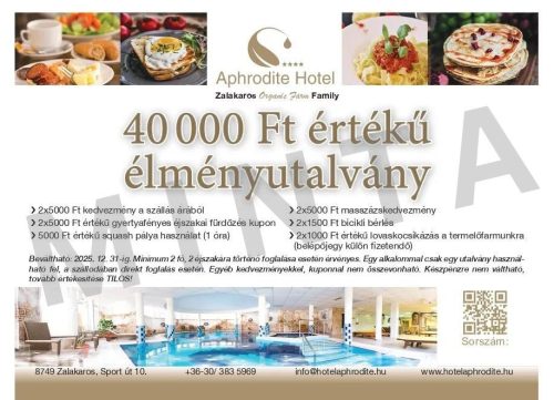 Zalakarosi 40.000 Ft értékű Wellness Hotel utalvány (Emailben küldve)