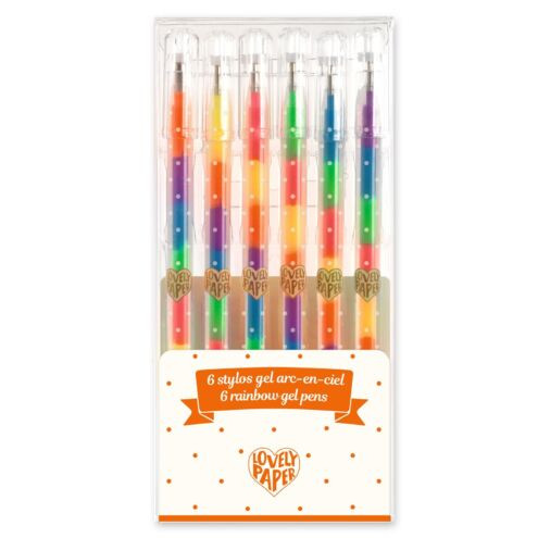 Szivárvány zselés toll készlet - 6 szivárvány színben - 6 rainbow gel pens - DD03787