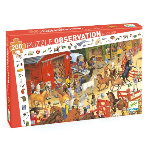 Elképesztő lovas bemutató, 200 db-os megfigyelő puzzle - Horse riding - 200 pcs - Djeco