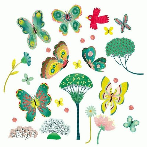 Virágok és pillangók - Ablak matrica - Butterflies in the garden - Djeco