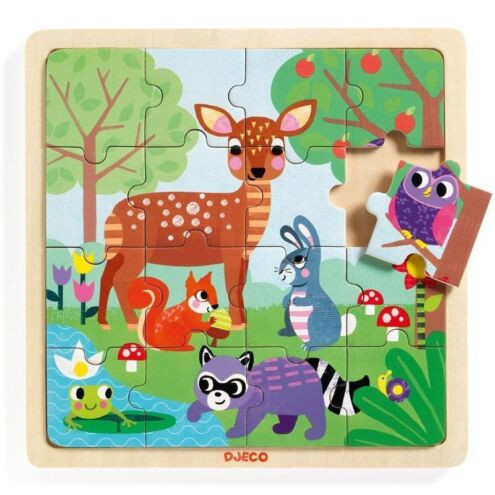 Ersei állatkák - 16 db-os fa puzzle -Puzzle Forest - Djeco