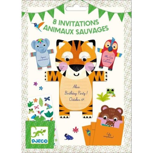 Szavanna állatok meghívó kártya - Meghívó - Wild animals invitation cards - Djeco