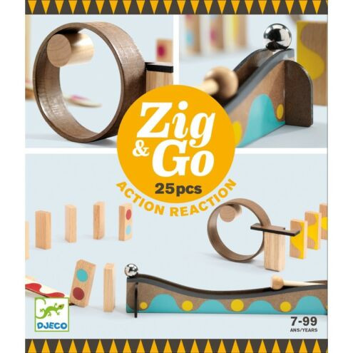 Gurul és borul - Dominós golyópálya 25 db-os - Zig & Go - 25 pcs