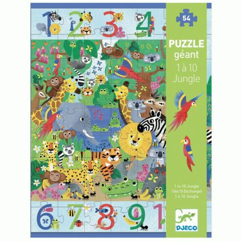 A dzsungelben 1-10-ig - Megfigyelő puzzle - 1 to 10 Jungle - 54 pcs - DJ07148