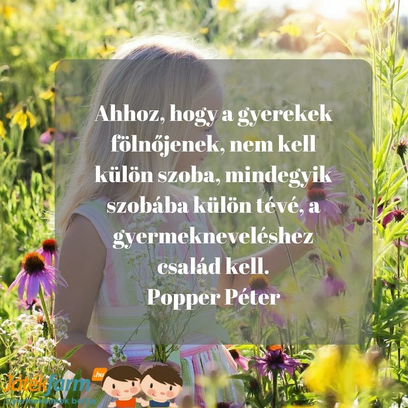 Idézetek gyerekekről #7 Ahhoz, hogy a gyerekek fölnőjenek, nem kell külön szoba, mindegyik szobába külön tévé, a gyermekneveléshez család kell. Popper Péter