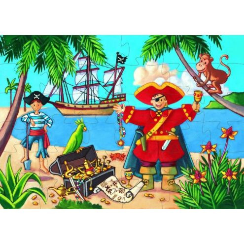 A kalózok csodálatos kincsei, 36 db-os formadobozos puzzle - The pirate and his treasure - 36pcs - Djeco
